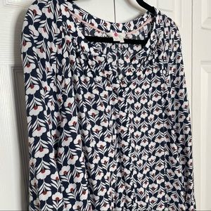 Boden Popover Blouse Blue White Red Floral 100% Viscose US18 UK22